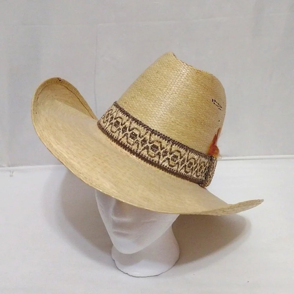 WARDS Western Boho Straw Hat Unisex Size 7.25 Cowgirl Cowboy Festival Chic